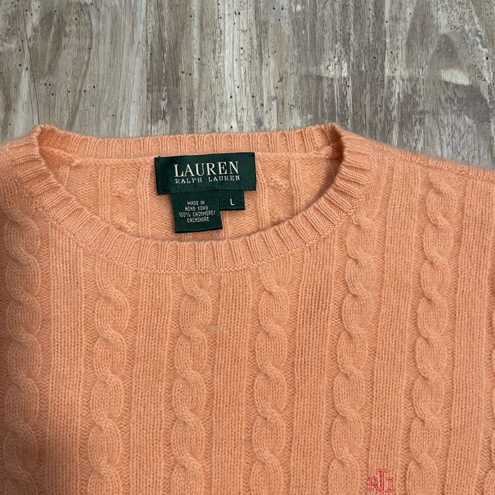 Lauren Ralph Lauren Apricot Cable Knit Pullover